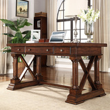 优梵艺术古德兰美式书桌长方形实木电脑桌台式办公写字桌户型桌子