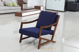北欧简约现代休闲椅 单人实木沙发 胡桃木布艺单椅 设计师沙发椅