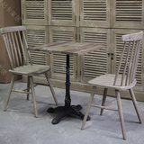 欧式法式工业风格实木老榆木铁艺锈色复古小圆桌小方桌餐桌咖啡桌