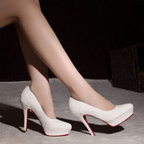 蕾丝红色婚鞋白色新娘鞋婚纱礼服女鞋晚宴高跟鞋韩版性感夜店单鞋