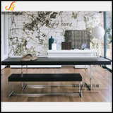现代简约实木黑色哑光烤漆餐桌餐凳餐椅组合可全套定制