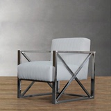 时尚设计师休闲椅简约现代不锈钢扶手椅子北欧简约创意单人沙发椅