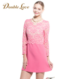 [转卖]商场同款Doublelove女装2015春夏新甜美蕾丝拼接长袖连衣裙