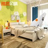 雅舍风情 床1.8米双人床1.5米简约现代板式床白色烤漆单人床