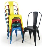 铁艺餐椅铁皮椅咖啡餐厅座椅复古做旧工业椅简约金属休闲椅子