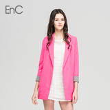 EnC衣恋旗下女装新品韩版简约百搭大气西装长外套EHJK42408Q