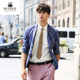 INTREX2016夏季英伦修身小西装印花男士西服青年休闲外套长袖薄款