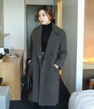 韩版冬装新款加厚夹棉呢子大衣女阿依莲大码显瘦款中长毛呢外套