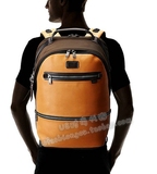 正品美国代购Tumi男包时尚牛皮+帆布电脑包新款双肩背包旅行包
