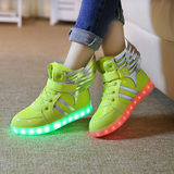 七彩LED灯儿童运动鞋发光鞋男童鞋带灯女童鞋加绒棉鞋夜光翅膀鞋