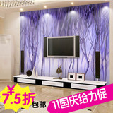 热卖电视背景墙 紫色梦幻树林大型壁画墙纸 客厅沙发卧室装修墙画