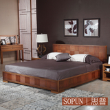 思普正品东南亚风格家具 双人床架子床 实木雕刻床 水曲柳实木床