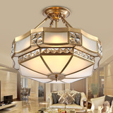 欧式客厅卧室led全铜吸顶灯 美式简约圆形精美大气餐厅纯铜半吊灯