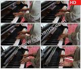 VB00662胖女人在弹钢琴手部特写缓慢移动高清实拍视频素材