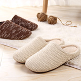 冬季保暖高端棉拖鞋情侣男女针织日式韩国家居家卧室内木地板软底