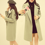冬季韩版女装时尚职业ol气质毛呢外套中长款H型宽松西服呢子大衣