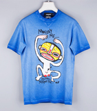 现货正品 DSquared2 男2015春夏蓝色小猴印花纯棉修身圆领短袖T恤