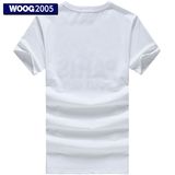 WOOG2005韩版男装 2016夏装男士白色圆领短袖T恤修身潮字母打底衫