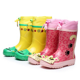 韩版新款儿童防水鞋防滑束口雨鞋男女童鞋卡通可爱雨靴可加绒保暖