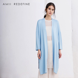艾米女装AmiiRedefine2016春新品简洁无扣纯色开衫大码毛针织衫女