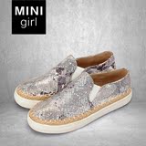 minigirl女鞋2016春季新款单鞋圆头平底个性帆布鞋时尚潮流乐福鞋