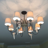 美式客厅铁艺吊灯餐厅卧室创意个性北欧式地中海田园复古小鸟灯具