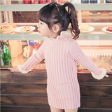 童装2016冬季新款韩版女童中长款毛衣打底衫儿童木耳边针织连衣裙