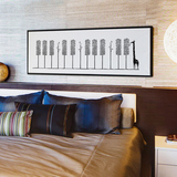 现代简约卧室床头装饰画北欧挂画卡通可爱黑白动物创意壁画钢琴键