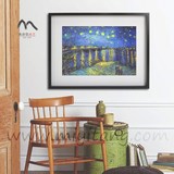梵高 星空 欧式风景油画 世界名画 餐厅书房客厅装饰画有框挂画