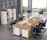 济南现代开放式办公桌钢木组合位屏风工作职员位电脑桌4人2人桌椅