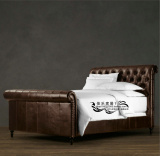 出口经典美式现代高档皮艺双人床法式时尚婚床欧式简约卧室实木床
