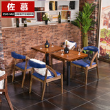 北欧复古咖啡厅实木餐桌椅组合主题西餐厅休闲茶餐厅餐桌椅地中海
