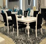 新古典小户型餐桌椅欧式白色烤漆长方形餐桌实木餐桌简约吃饭桌子