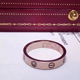 卡地亚LEVE系列18k玫瑰金戒指螺丝印情侣对戒尾戒钛钢指环