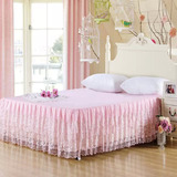 粉色公主三层蕾丝床裙 床罩 单件韩式纯色床裙床笠1.5/1.8米双人