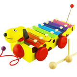 1-3岁婴儿拖拉小狗八音木制手敲琴宝宝益智奥尔夫乐器早教玩具
