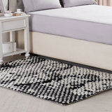 印度进口纯手工织造黑白拼色艺术图案客厅卧室100%羊毛地毯