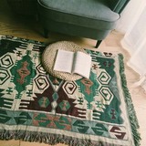 外贸特色美欧式宜家龟纹个性外贸客厅块毯沙发巾编织地毯