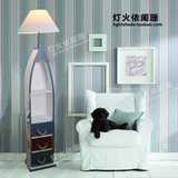 【】地中海风格落地灯储物船型创意实木客厅卧室床头柜灯