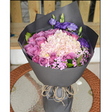 长春送花【长春花店】紫玫瑰搭配绣球紫色洋桔梗长春鲜花速递鲜花