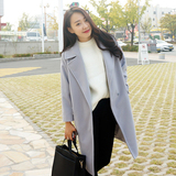 时尚秋冬新品女装韩版中长款宽松显瘦茧型均码羊绒大衣毛呢女外套