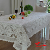 和泰艺源人气全镂空棉麻蕾丝餐桌布田园刺绣台布茶几盖布长方形桌