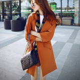 2016秋装新款韩版大码风衣女中长款修身显瘦学生七分袖纯色外套