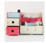 韩式创意木质大号桌面带抽屉整理架 首饰盒 化妆品收纳盒包邮