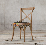 美式乡村 法式复古实木餐椅 马德琳皮椅 英式橡木色儿童书椅 预定