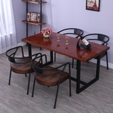 欧美式铁艺复古书桌餐桌实木电脑桌台式家用写字台会议长桌办公桌