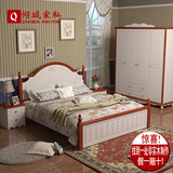 韩式田园地中海床松木全实木双人1.8米1.5储物高箱床纯实木白色床