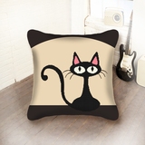 春天多美最新款3D十字绣天猫抱枕原创猫咪黑猫简单客厅沙发抱枕套