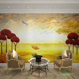 定制大型壁画个性整幅整体壁纸客厅餐厅电视背景墙纸金色田园秋天