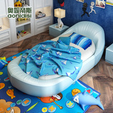 奥妮帝斯个性儿童床男孩卡通皮艺床1.2米环保儿童卧室家具单人床